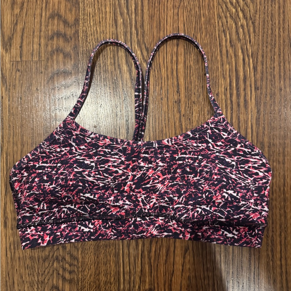 Lululemon Athletica Pink & Black Patterned Sports Bra